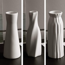 Sanferge Set Of 3 White Ceramic Flower Bud Vase For Home Décor Office, 7 Inch - £31.28 GBP