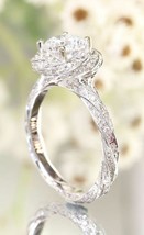 1.78Ct Moissanit Verdreht Blumen Verlobungsring 14K Weiß Vergoldet - $110.08
