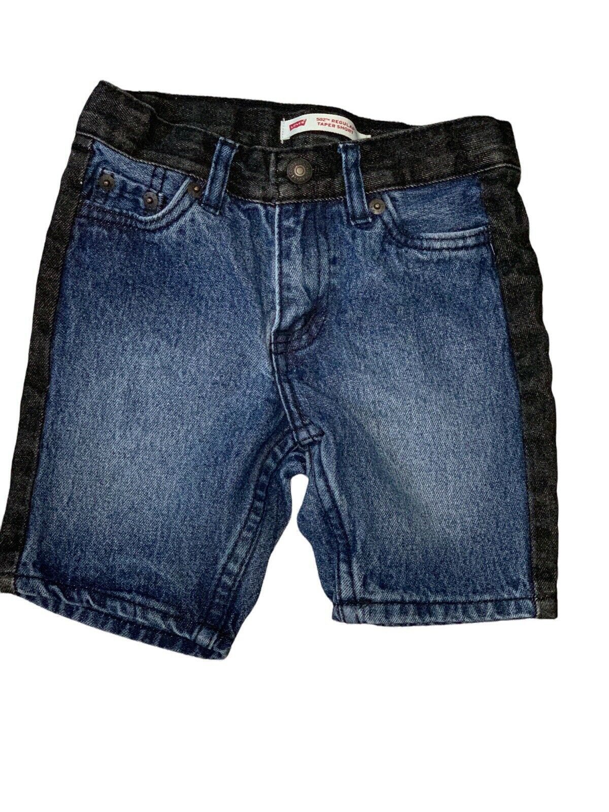 Levi's Block Party 502 Regular Taper-Fit Denim Shorts Boys 4 Toddler Blue Black - $9.98
