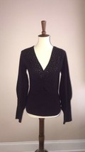 EUC CATHERINE MALANDRINO Purple 100% Wool Sweater Nailhead Detail SZ M - £39.19 GBP