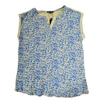 Papermoon Women&#39;s Floral V-Neck Sleeveless Top Size Small Blue Green - £15.32 GBP