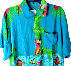 Auto Auction Hawaiian Shirt Large Rayon Coconut Pier Distressed - £6.88 GBP