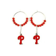 MLB Philadelphia Phillies Baseball Official 1&quot; Multi Bead Hoop Loop Earrings - £7.99 GBP