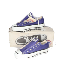 NOS Vtg 90s Converse All Star Chuck Taylor Low Shoes Sneakers Purple USA Youth 1 - £79.28 GBP
