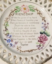 Decorative Hand Painted Floral Plate Friendship Poem 8&quot; Diameter Wall Hang - £4.63 GBP