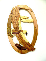 Hawk In Flight Bird Intarsia Wood Wall Art Home Decor Plaque Lodge New - £41.05 GBP