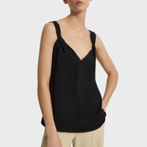 $278 Theory Women&#39;s Black V-neck Sleeveless Silk Georgette Blouse Top Size XL - £39.10 GBP