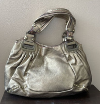Womens Metallic Gold Shoulder Bag Handbag New Studded - £23.47 GBP