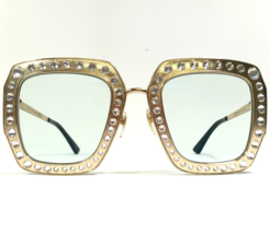 Gucci Sunglasses GG0115S 001 Shiny Gold Hollywood Forever Swarovski Crystals - £588.02 GBP