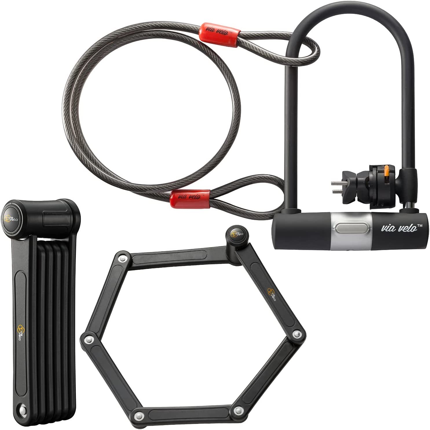 Electric Bike Bike Lock Set Triple Protection Via Velo 2022 New Heavy-Duty Hard - $83.99