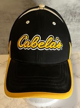 Cabela&#39;s 1961 A-Flex Stretch Fitted Hat Black w/Yellow Trim Embroidered ... - £6.96 GBP