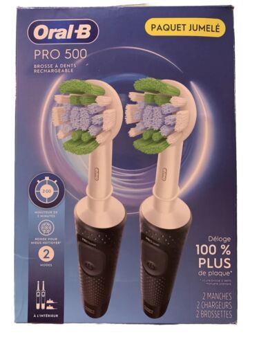 Primary image for Oral-B Pro 500 Rechargeable Electric Toothbrush Twin Pack, Black Open Box