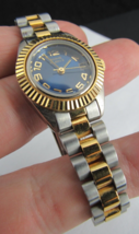 ANNE KLEIN II 2 ladies watch quartz gold tone blue 100ft WORKS! - £14.06 GBP