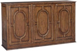 Sideboard Braxton Transitional Ovals Rustic Pecan Wood Brass Hardware 3-Door - £2,795.02 GBP
