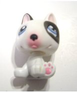  Littlest Pet Shop Bull Terrier No # Puppy Dog Black White Spot Blue Eyes - £10.15 GBP