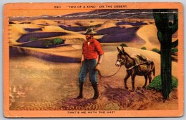 Two of a Kind on the Desert Donkey Prospector Man Western Postcard me wi... - $5.35