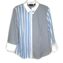 7th Avenue Womens Blouse Size XL Button Front 3/4 Sleeve Collared Stripe New - £11.96 GBP