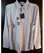 George Men&#39;s Blue Pin Stripe Performance Dress Shirt Collar Long Sleeve ... - €11,89 EUR