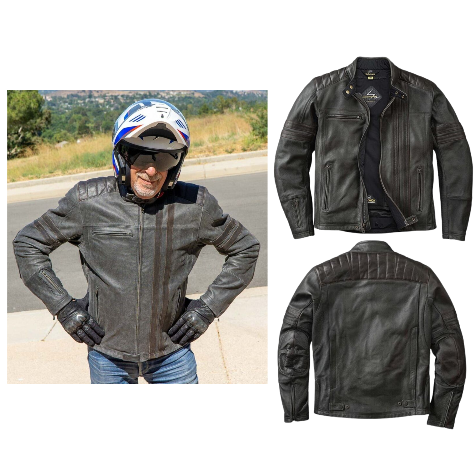 Primary image for Scorpion Black Biker Armored Padded Motorcycle Leather Jacket For Men's
