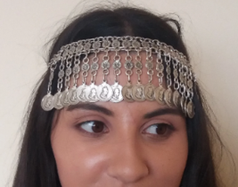 Tigran the Great Forehead Flowery Silver Plated Drop, Armenian Headpiece... - $58.00