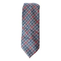 TOMMY HILFIGER Gray Red Navy Blue Tartan Plaid Wool Blend Classic Tie - $24.99