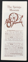 VTG 1980s The Springs Museum Springs Pennsylvania Travel Brochure Pamphlet - $13.99