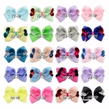 20 Pcs 4&quot; Girls Grosgrain Ribbon Hair Clips  Double Color hair bows For ... - £11.66 GBP