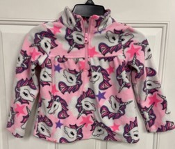 Children&#39;s Place  Pullove Top Girls 4T Fleece Unicorn 1/4 Zip Pink Purple Fluffy - £5.39 GBP