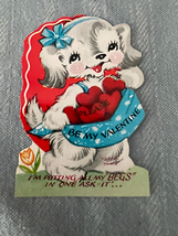 Puppy Dog A-Meri-Card Beg You Valentines Day Card Early 1900&#39;s Die Cut V... - $4.74