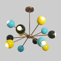 Stilnovo Style Modern Brass 12 Lights Sputnik Multi colors Ceiling Chandelier - £415.40 GBP