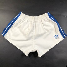 Adidas Trefoil Youth Boys S (20-22) White Running Shorts Thick Blue Stri... - $37.40