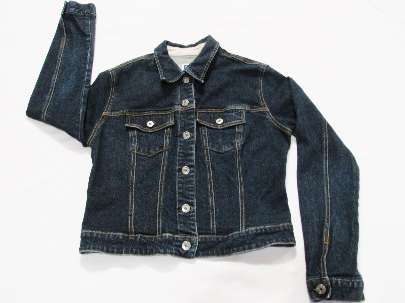 GAP Womens Dark Wash Denim Jacket Button Down Size M Cotton Blend - $29.69