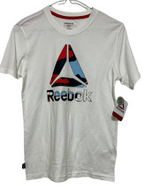 Reebok Boys Crew Neck Short Sleeve Delta Logo Graphic White T-Shirt  L 10-12 NWT - £17.24 GBP