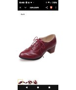 Vtg Mikarka Womens 11.5 Red Shoes Heel Lace Up Brogue PU Leather Pump Wi... - $47.42 CAD