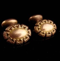 Antique Greek Key cufflinks - Victorian stud set - hallmarked jewelry eternity - £227.81 GBP