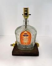 Crown Royal Peach Whiskey Liquor Bar Bottle Table Lamp Lounge Light W Wood Base - $51.77