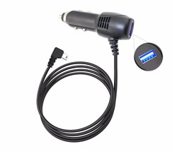 Long Cable 90 degree mini-USB Car Charger for Garmin Part# 010-11838-00 - £11.00 GBP
