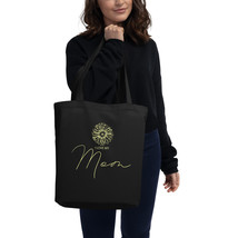 I Love My Mom Quote Lettering Lovely Camomile Citrus Design Black Eco Tote Bag - £17.72 GBP