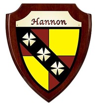 Hannon Irish Coat of Arms Shield Plaque - Rosewood Finish - £34.05 GBP