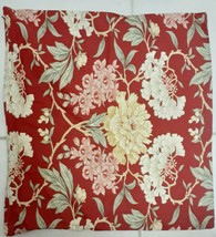 Pottery Barn Pillow Sham Cover EURO Red Floral Linen Blend Zipper 24&quot; x ... - £39.89 GBP