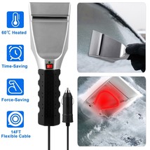Electric Heated Ice Scraper for Car Windshield Snow Removal w/Squeegee and Cable - £23.69 GBP