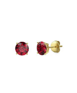 10 Karat Gold Ruby Lab Grown Gemstone Stud Earrings For Women, 6 x 6 mm - $199.00