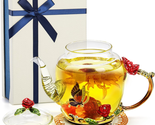 Mothers Day Gifts for Mom Her Women, 10 Oz Floral Glass Teapot with Rose... - $24.68
