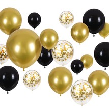 120Pcs Black And Gold Balloons Confetti Metallic Black Gold Latex Balloons Garla - £25.78 GBP