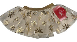 Tutu Skirt Snowflake Gold Mesh Foil Pull On Christmas Holiday Time Sz 6-9 Months - £6.33 GBP
