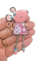 Cute Enamel Brooch Dangling Legs Rat Mouse Pin "C" Clasp Animal/Costume Jewelry - $13.30