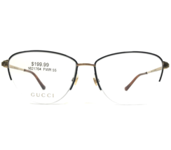 Gucci Eyeglasses Frames GG0580O 002 Black Gold Cat Eye Half Rim 55-15-145 - £183.01 GBP