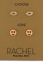 RACHEL Rachel Roy Mixed-Tone 2-Pc. Set Pavé Love Stud Earrings - £9.48 GBP