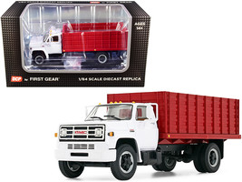 GMC 6500 Grain Truck White and Red 1/64 Diecast Model by DCP/First Gear - £48.59 GBP