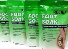 ( LOT 4 ) Epsom Salt Foot Soak Spearmint &amp; Menthol Scented 16 Oz Bags Re... - £21.89 GBP